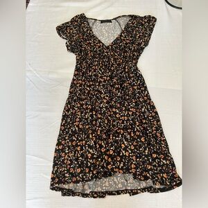 Urban Outfitters Black and Orange Floral Midi Dress